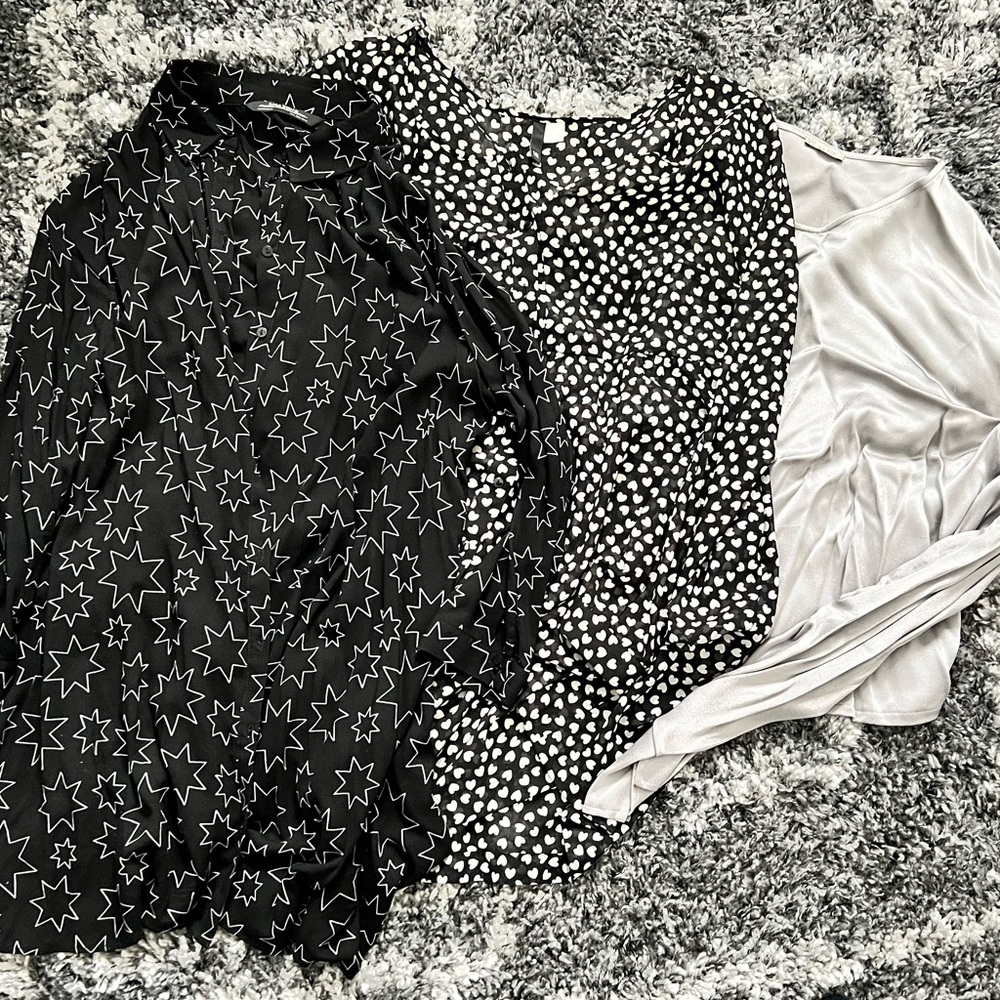 3 women’s tops, used: 2 Zara (size large), 1 H&M (size 10) - OBO
